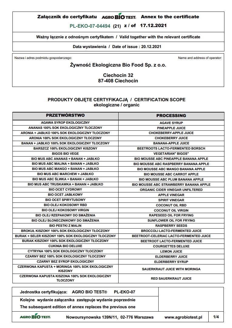 Bio Food Ocet Jabłkowy Niefiltrowany BIO